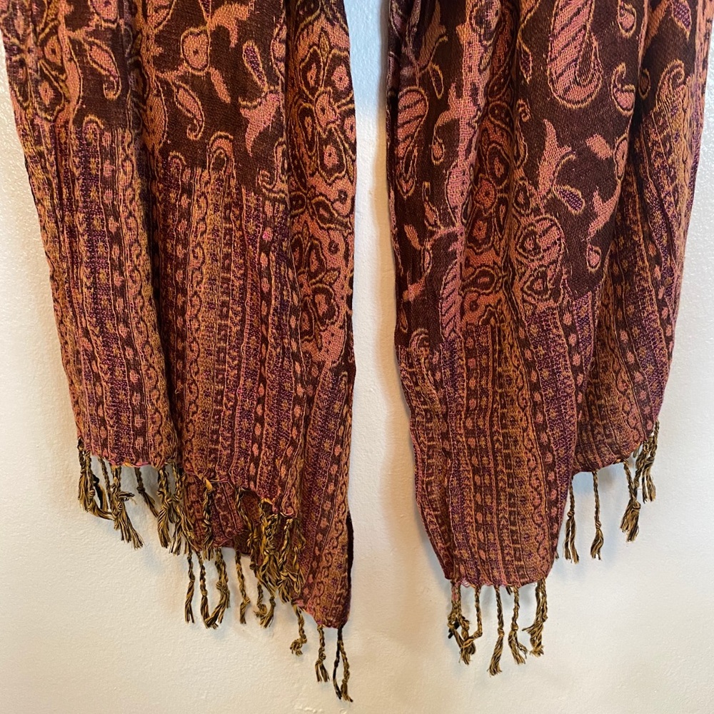Pink & Brown Patterned Scarf/Wrap - Picture 3 of 5